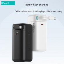 USAMS US-CD216 45W 18000mAh Power Bank External Battery Power Supply with Type-C Magnetic Retractable Cable Support PD QC SCP FCP AEC PPS Apple2.4A Fast Charging for iPhone 15 14 13 for Huawei Mate60P