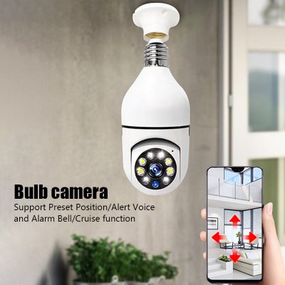 E27 Bulb WiFi Surveillance Camera Wireless Night Vision Auto Human Tracking Cam Home Panoramic Security Protection Monitor Camera COD