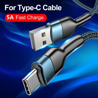 5A USB-A to Type-C Cable Fast Charging Data Transmission Pure Copper Core Line 1M/2M Long for Huawei P50 for Samsung Galaxy S23 for Oppo Reno9 for Xiaomi 13pro