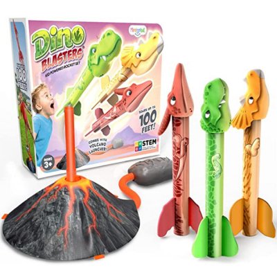 Pedal Flying Dinosaur Rocket Launcher for Kids Launch up to 100 ft Outdoor Toys Family Funny Toy COD