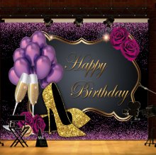 5x3FT 7x5FT 9x6FT High Heel Glass Purple Balloon Studio Birthday Photography Backdrops Background COD