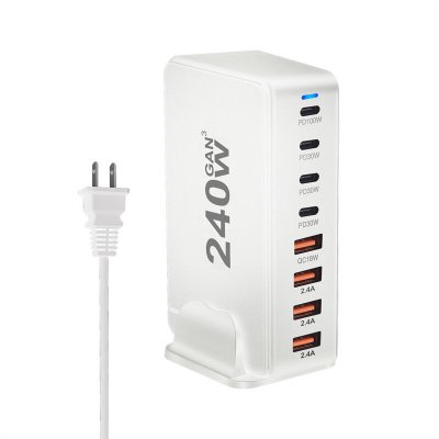 [GaN Tech]Bakeey 240W 8-Port USB PD Charger 4USB-A+4USB-C PD QC Fast Charging Desktop Charging Station EU Plug US Plug for iPhone 15 15Plus 15 Pro 15Pro Max for Huawei Mate60Pro for Sansung Galaxy Z F