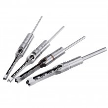 4PCS 6.35/7.94/9.5/12.7mm Woodworking Square Hole Drill Bit Mortising Chisel COD