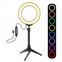 PULUZ PKT3048 RGBW 8 Color 16cm 6.2 Inch LED Video Ring Light with Tripod Stand for Youtube Tik Tok Live Streaming COD
