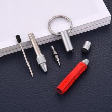 Practical Retro Metal Multifunctional 6 in 1 Screwdriver Ballpoint Pen Touch Screen Capacitive Pen Keychain with Ruler COD