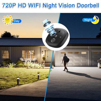 W2 Tuya Smart WiFi Door Viewer Wireless Video Doorbell with Remote Intercom APP Control Night Vision Smart Home Video Cat Eye Door Bell COD