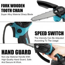 VIOLEWORKS 6 Inch 88VF Electric Chain Saw Rechargable Chainsaws One-handed Lithoum Battery Wood Cutter With 0/1/2 Battery Also For Makita Battery EU Plug