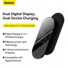 Baseus Digital LED Display 2 in 1 20W Wireless Charger Fast Wireless Charging Pad For Qi-enabled Smart Phones for iPhone 15 15 Plus 15 Pro 15 Pro Max for Huawei Mate60 Pro for Samsung Galaxy S23 for A
