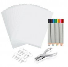 198Pcs/145Pcs/33Pcs DIY Heat Shrink Plastic Sheet Kit Shrinky Art Paper Hole Punch Keychains Pencils COD