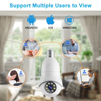 WiFi iP Bulb Camera with Lamp Holder 5G 1080P Wireless Night Vision Color Motion Detection Two-way Audio AP Hotspot Video Playback Home Security Camera C