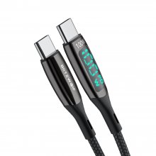 [2 Packs] BlitzWolf® BW-TC23 100W 5A LED Display Type-C to Type-C Cable PD3.0 PPS QC4.0+ QC3.0 Fast Charging Data Transfer Cord Line 3ft Long For Samsung Galaxy S22 Note 20 For iPad Pro 2021 MacBo