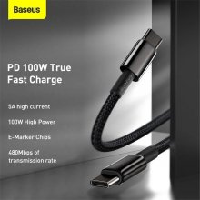 Baseus CW-YMS 100W USB-C to USB-C PD Cable PD3.0 Power Delivery QC4.0 Fast Charging Data Transmission Cord Line For Samsung Galaxy Note 20 For iPad Pro 2020 MacBook Air 2020 Mi 10 Huawei P40
