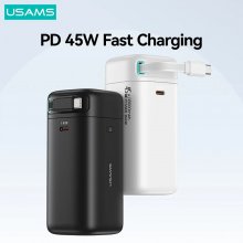 USAMS US-CD216 PD45W 18000mAh Power Bank External Battery Power Supply with Retractable Cable Support PD QC SCP FCP AEC PPS Apple2.4A Fast Charging for iPhone 15 14 13 for Huawei Mate60 Pro for Samsun