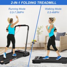 [USA Direct] FYC JK31-8A 2 in 1 Folding Walking Treadmill 2.5HP Power 12km/h Max Speed 140kg Weight Capacity Remote Control LED Display Portable Installation-free Running Fitness for Home Gym Workouts
