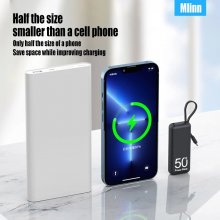 Mini 5000mAh Portable Power Bank Built in Cable External Spare Battery Pack Mini Power Bank for iPhone 14 13 for Samsung S22 Xiaomi 12S COD