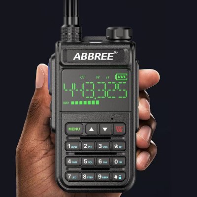 ABBREE AR-518 Full Bands Walkie Talkie 128 Channels LCD Color Screen Two Way Radio Air Band DTMF SOS Emergency Function COD