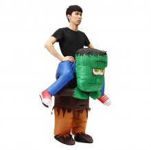 Adult Frankenstein Costume Scary Halloween Fancy Dress Inflatable Blow Up Suit COD