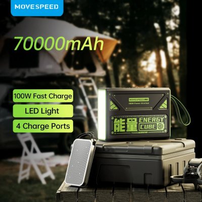 MOVESPEED Z70 Pro 100W 70000mAh LED Display Power Bank External Battery Power Supply with 2 Inputs & 4 Outputs Fast Charging with SOS Lighting Mode for iPhone 15 14 13 for Huawei Mate60 Pro for Samsun