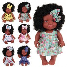 25CM Cute Soft Silicone Joint Movable Lifelike Realistic African Black Reborn Baby Doll for Kids Gift COD