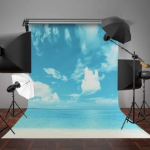 New Durable 5x7ft Cotton Photography Backdrop Seaside Beach Background Studio Props COD