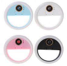 Bakeey Selfie 36 LED Fill Lamp Ring Light Universal Clip 3 levels Brightness Micro 0.63 x HD Wide-angle Lens COD