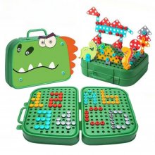 230pcs Dinosaur Simulation Suitcase Screws Educational Toys Assembled Electric Drill DIY Repair Disassembly Toolbox Boys Girls Play House COD