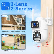 WS418 4K 8MP Dual Lens WiFi Surveillance Camera ONVIF H.265+ Outdoor WiFi Cam Wireless Color Night Vision Human Detection IP66 Waterproof PTZ IP Security Cameras