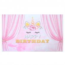 5x3FT Pink Curtain Unicorn Birthday Theme Photography Backdrop Studio Prop Background COD