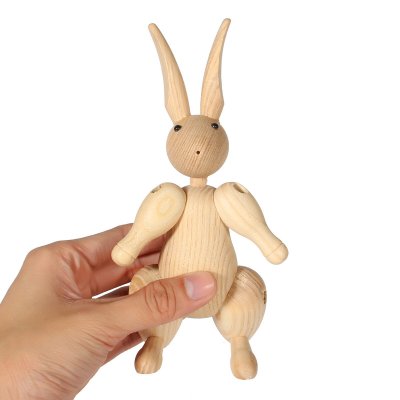 Wood Carving Miss Rabbit Figurines Joints Puppets Animal Art Home Decoration Crafts COD