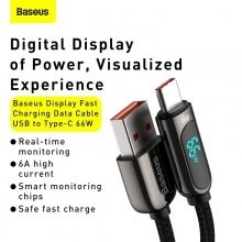Baseus 66W USB to USB-C Digital Display Cable Fast Charging Data Transmission Cord Line 1/2m long For DOOGEE S88 Pro For OnePlus 9 Pro For Xiaomi MI10 CO