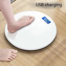 Household Electronic Scale Intelligent Automatic shut-down LCD Display USB Rechargeable Accurate Round Scale Body Scale for Health Fat Loss Measuring CO