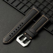 22mm Multi-color Hand-sewn Retro Cow Leather Smart Watch Band Replacement Strap COD