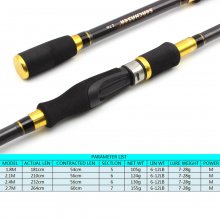 Ultra-light Carbon Spinning Lure Casting Rod Lure Telescopic Portable Fishing Rod for Baitcasting Reel COD