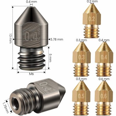 SIMAX3D® 15/34/48PCS 0.2-0.6mm MK8 Extruder Nozzle Hardened Steel Brass Nozzles for 3D Printer COD