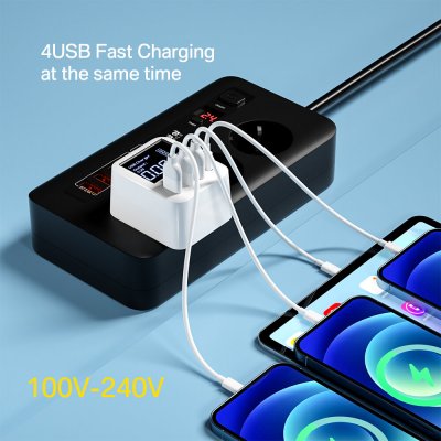 A9T+ 40W 4-Port USB PD Charger Dual USB-A QC3.0 PD3.0 Fast Charging Wall Charger Adapter EU Plug US Plug UK Plug for iPhone 13 14 14Pro for Xiaomi 13 for Samsung Galaxy S23