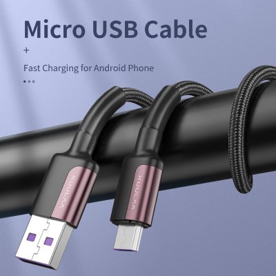 KUULAA XL-X33-M 3A USB-A to Micro USB Cable Fast Charging Data Transmission Tinned Copper Core Line 1M/2M Long for Huawei for Xiaomi for Oppo for Samsung