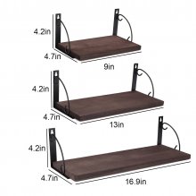 3-Tier Wooden Wall Mounted Floating Shelves DIY Storage Shelving Display Bracket COD