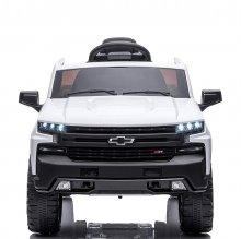 Funtok RS03 12V Powered Kids Electric Ride on Car Truck Chevrolet Silverado Official Licensed Safety Lock bluetooth Music LED Lights with Remote Control Car Toy