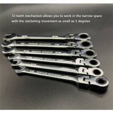8-19mm 180-degree Movable Head Double-ended Wrench With Ratchet Dual-Use Ratcheting Wrench Set Auto-Fast Effort-Saving Open-End and Flare Nut Combination Spanner - Automotive Hardware Repair Tool K
