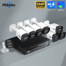 Hiseeu 4Pcs POE H.265+ Security IP Cameras 8CH 5MP NVR Camera System Support Audio Night Vision 10m IP66 Waterproof Onvif