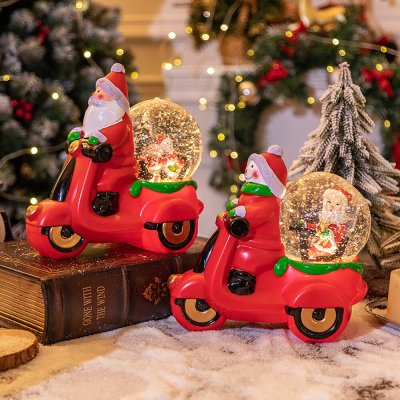 Christmas Decorations Music Box Crystal Ball Snow Motorcycle Santa Claus Gifts COD