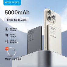 MOVESPEED S05 15W 19.25Wh 5000mAh Wireless Magnetic Power Bank xternal Battery Power Supply with 1 Input & 2 Outputs Fast Charging for iPhone 15 14 13 for Huawei Mate60 Pro for Samsung Galaxy S24 for