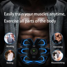 Electric EMS Muscle Trainer 6 Modes EMS Abdominal Massage LED Display Home Office Fitness Abs for Arm Back Foot Training COD