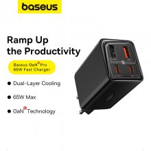 [GaN Tech] Baseus GaN6 Pro 65W 4-Port USB Charger 2USB-A+2USB-C Fast Charging Wall Charger Adapter EU Plug with 100W Type-C to Type-C 1M Cable COD