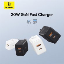 [GaN Tech] Baseus Cube 20W 2-Port USB PD Charger USB-A+USB-C PD3.0 QC3.0 Apple 2.4 BC1.2 Fast Charging Wall Charger Adapter EU Plug for iPhone 15 14 13 for Samsung Galaxy S24 for Xiaomi 14pro for Huaw