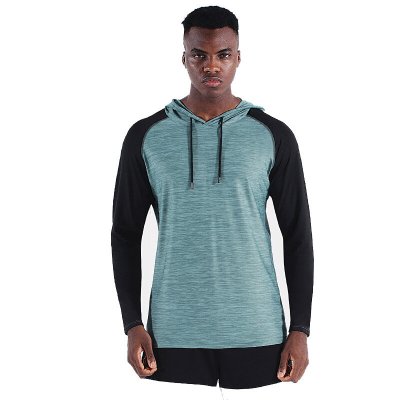 TENGOO Men's Hooded Quick-drying Sports Shirt Breathable Elastic Long Sleeve Fitness Tank Top for Outdoor Basketball Running Training COD