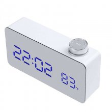 DecBest Beauty Mirror Knob Alarm Clock Personality Creative Thermometer Bedside Clock LED Luminous Student Clock COD