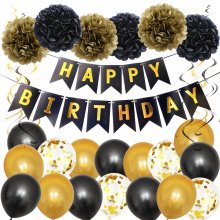 Happy Birthday Party Decoration Banner Bunting Balloons Background COD