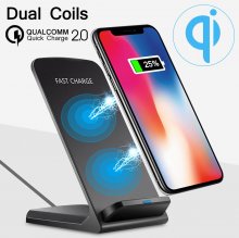 10W Dual Coils Qi Wireless Charger Fast Charging Phone Holder For Qi-enabled Devices for iPhone for Samsung Huawei COD