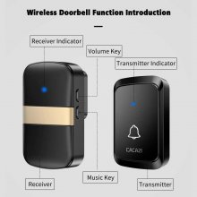 CACAZI Wireless Doorbell 60 Chimes 5 Volume Waterproof buttons 300M Remote Home Smart Music Doorbell US EU UK plug Receiver COD